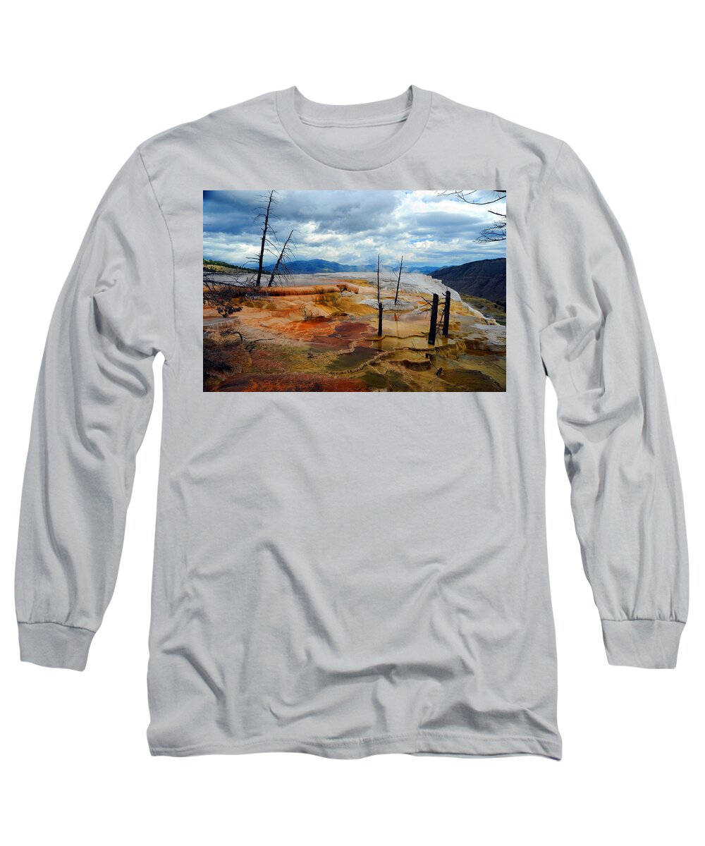 Yellowstone Long Sleeve T-Shirt featuring the photograph Simmering Color by Richard Gehlbach