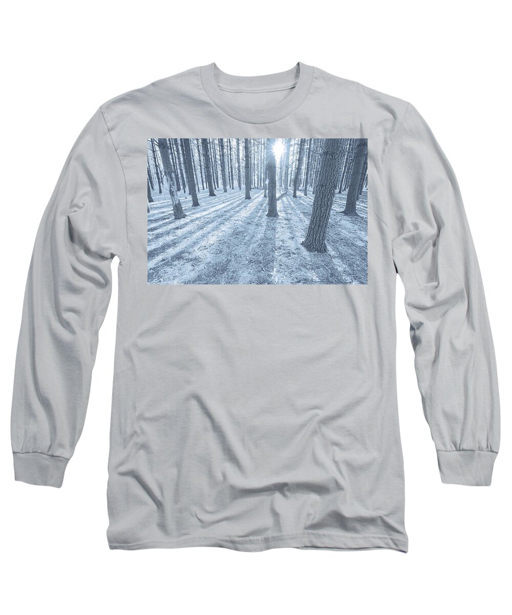 Tree Long Sleeve T-Shirt featuring the photograph Snow Amongst the Pines by John Hansen