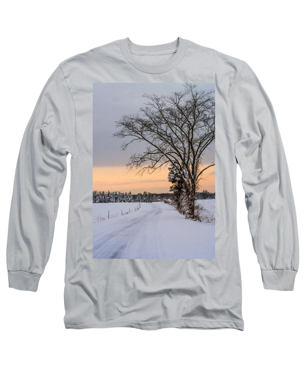 Snow Long Sleeve T-Shirt featuring the photograph Snowy Country Road by Holden The Moment