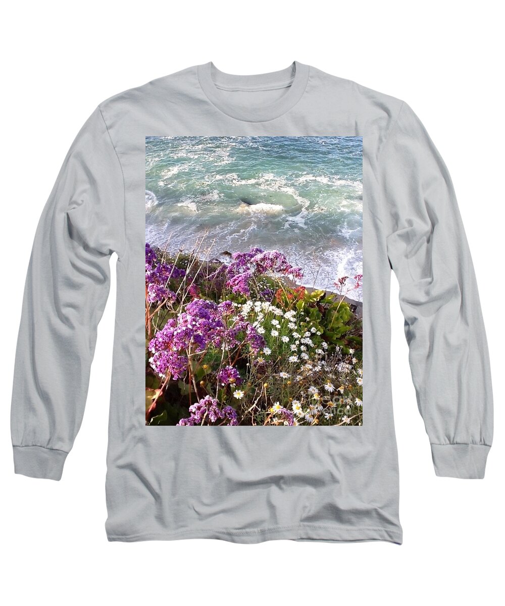 Waves Long Sleeve T-Shirt featuring the photograph Spring Greets Waves by Susan Garren
