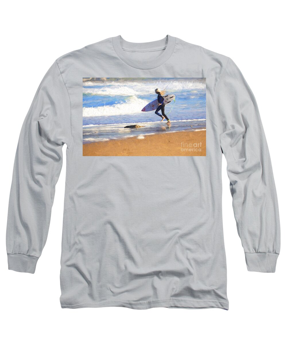 Surfer Long Sleeve T-Shirt featuring the photograph Surfing girl by Sheila Smart Fine Art Photography