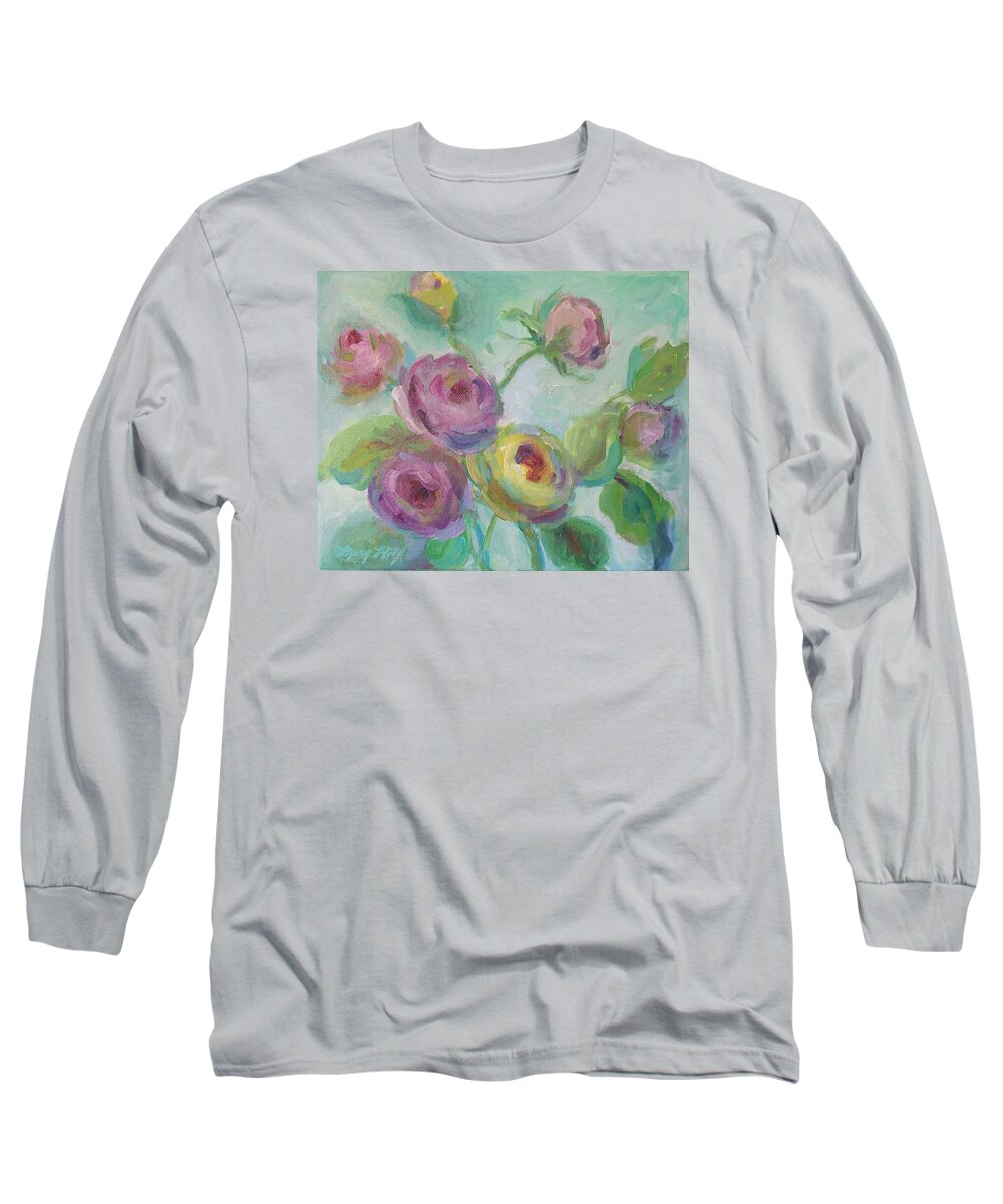 Floral Long Sleeve T-Shirt featuring the painting Sweetness Floral Painting by Mary Wolf