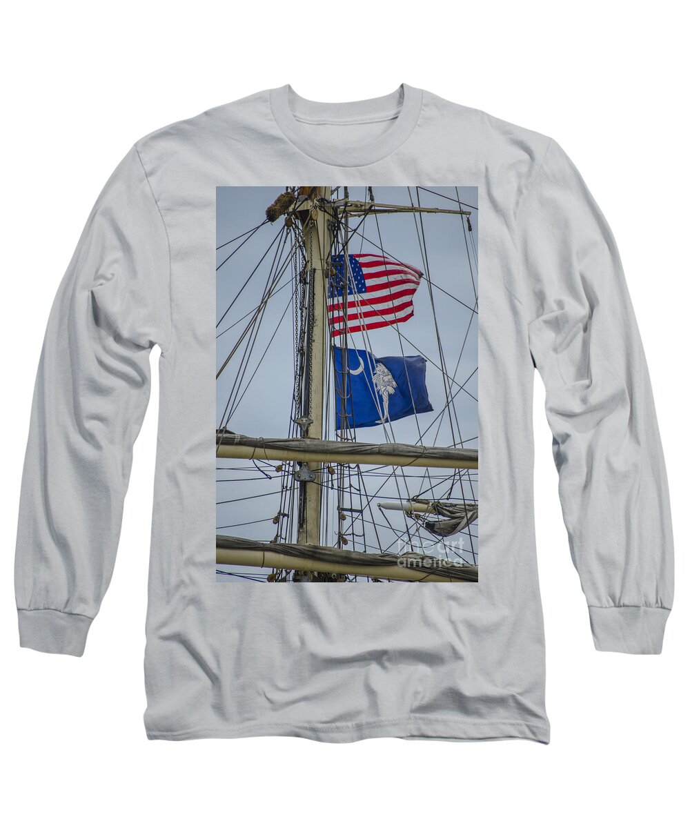 Tall Ships Long Sleeve T-Shirt featuring the photograph Tall Ships Flags by Dale Powell