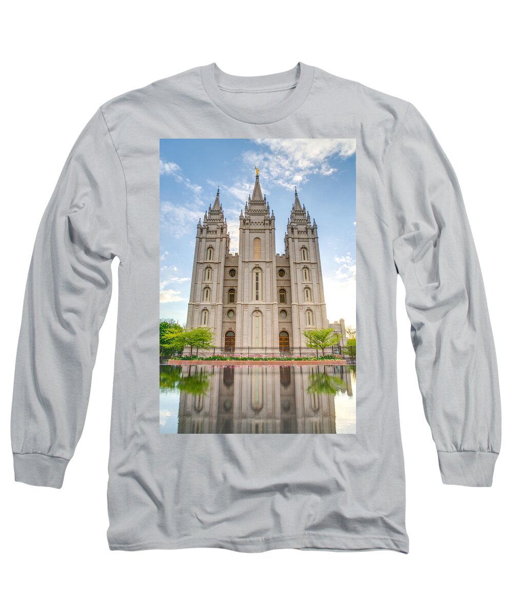 Utah Long Sleeve T-Shirt featuring the photograph Temple Reflection by Dustin LeFevre