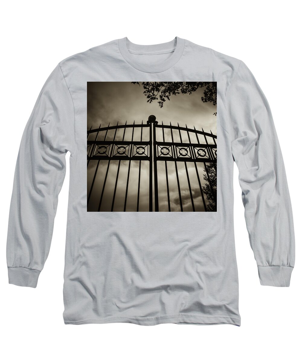 Gates Long Sleeve T-Shirt featuring the photograph The Gate in Sepia by Steven Milner