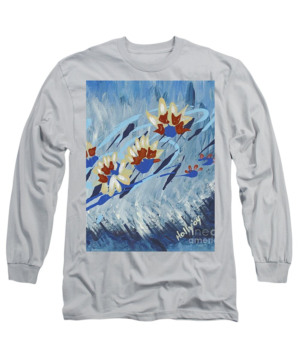 Flowers Long Sleeve T-Shirt featuring the painting Thunderflowers by Holly Carmichael