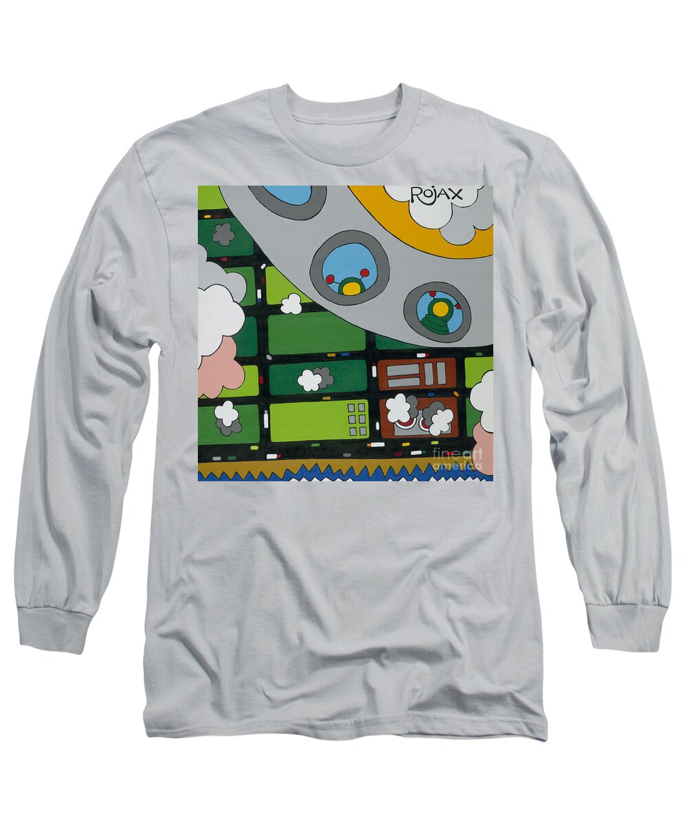 Spaceship Long Sleeve T-Shirt featuring the painting Tourists by Rojax Art