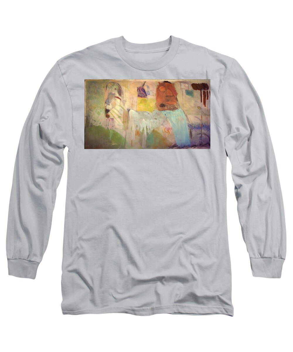 Gouache Long Sleeve T-Shirt featuring the mixed media Trouble On the Home Front by Richard Baron