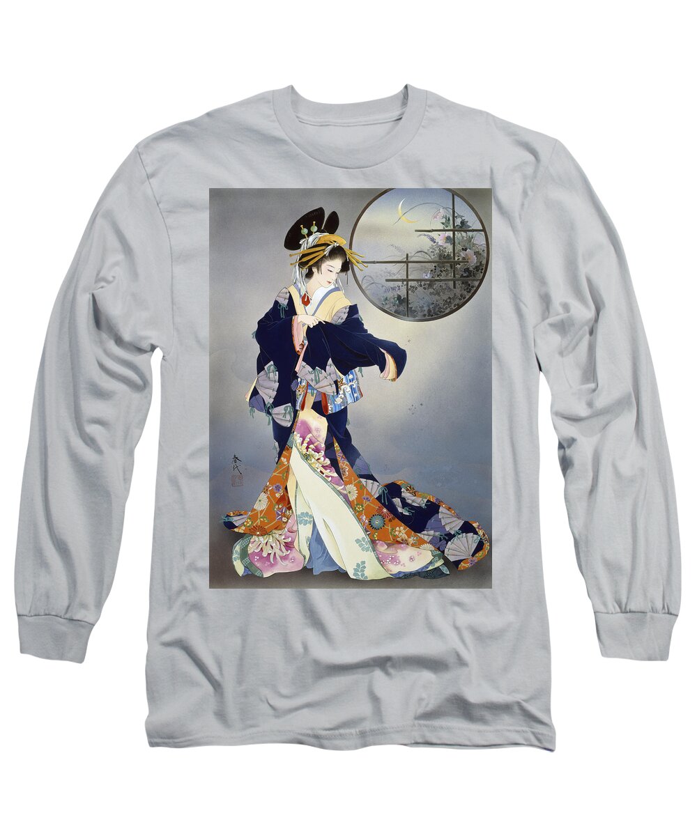 Haruyo Morita Long Sleeve T-Shirt featuring the digital art Tsukiakari by MGL Meiklejohn Graphics Licensing