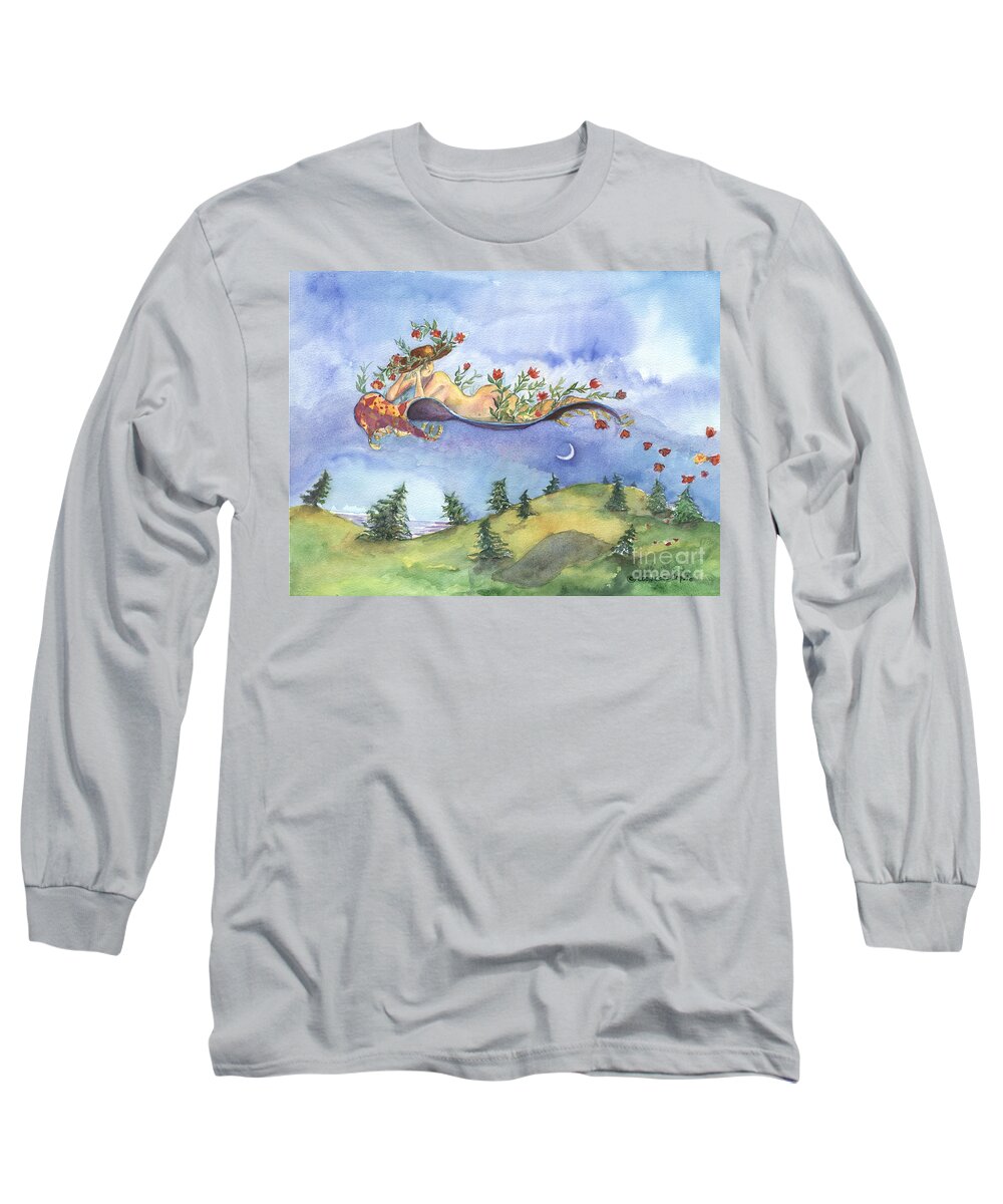 Roses Long Sleeve T-Shirt featuring the painting Upon a Bed of Roses by Cori Caputo