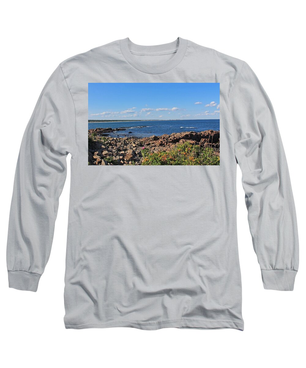 Maine Long Sleeve T-Shirt featuring the photograph View From Marginal Way Ogunquit Maine 3 #1 by Michael Saunders