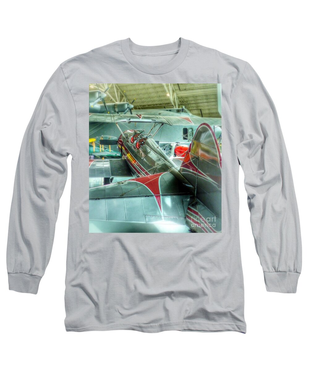 Spruce Goose Long Sleeve T-Shirt featuring the photograph Vintage Airplane Comparison by Susan Garren