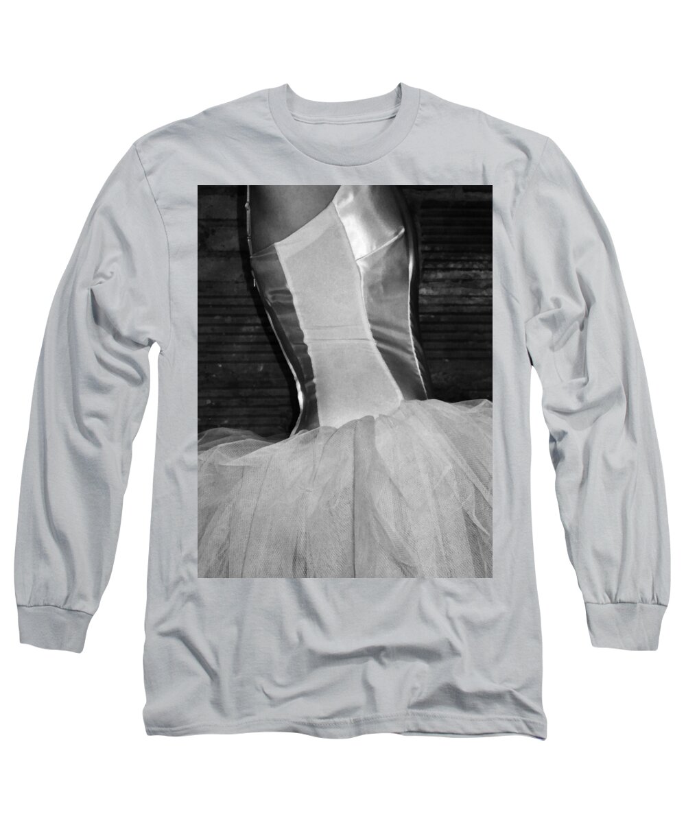 Abstract Long Sleeve T-Shirt featuring the photograph Waiting Her Turn BW by Angelina Tamez