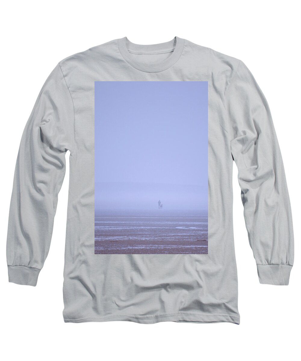Walking Long Sleeve T-Shirt featuring the photograph Walking the dog in the mist by Spikey Mouse Photography
