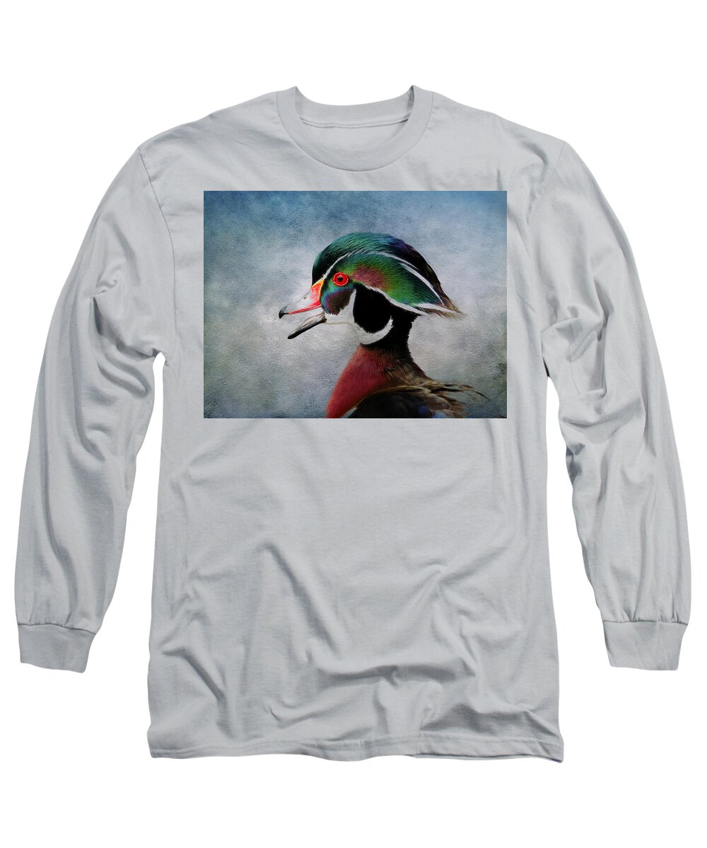 Drakes Long Sleeve T-Shirt featuring the photograph Water Color Wood Duck by Steve McKinzie
