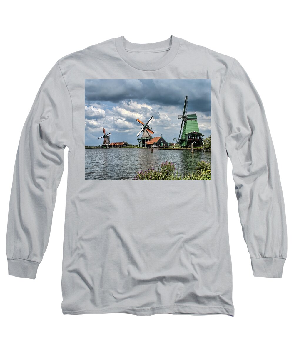 Windmill Trio Long Sleeve T-Shirt featuring the photograph Windmill Trio by Phyllis Taylor