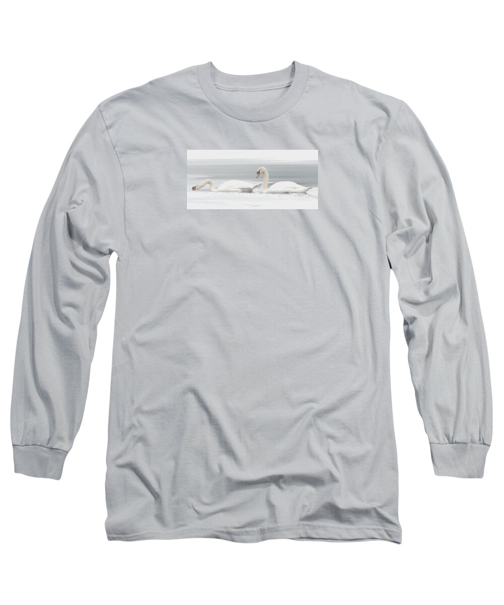 Swans Long Sleeve T-Shirt featuring the photograph Winter Companions by Angela Davies