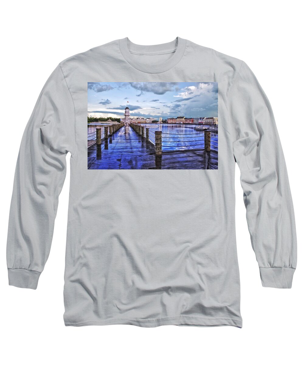 Lighthouse Long Sleeve T-Shirt featuring the photograph Yacht and Beach Club Lighthouse by Thomas Woolworth