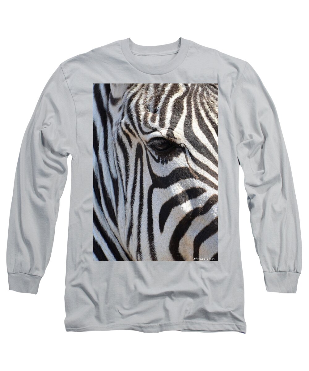 Zebra Eye Abstract Long Sleeve T-Shirt featuring the photograph Zebra Eye Abstract by Maria Urso