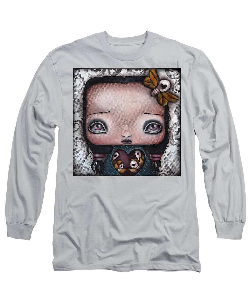 Skeleton Long Sleeve T-Shirt featuring the painting Bella by Abril Andrade