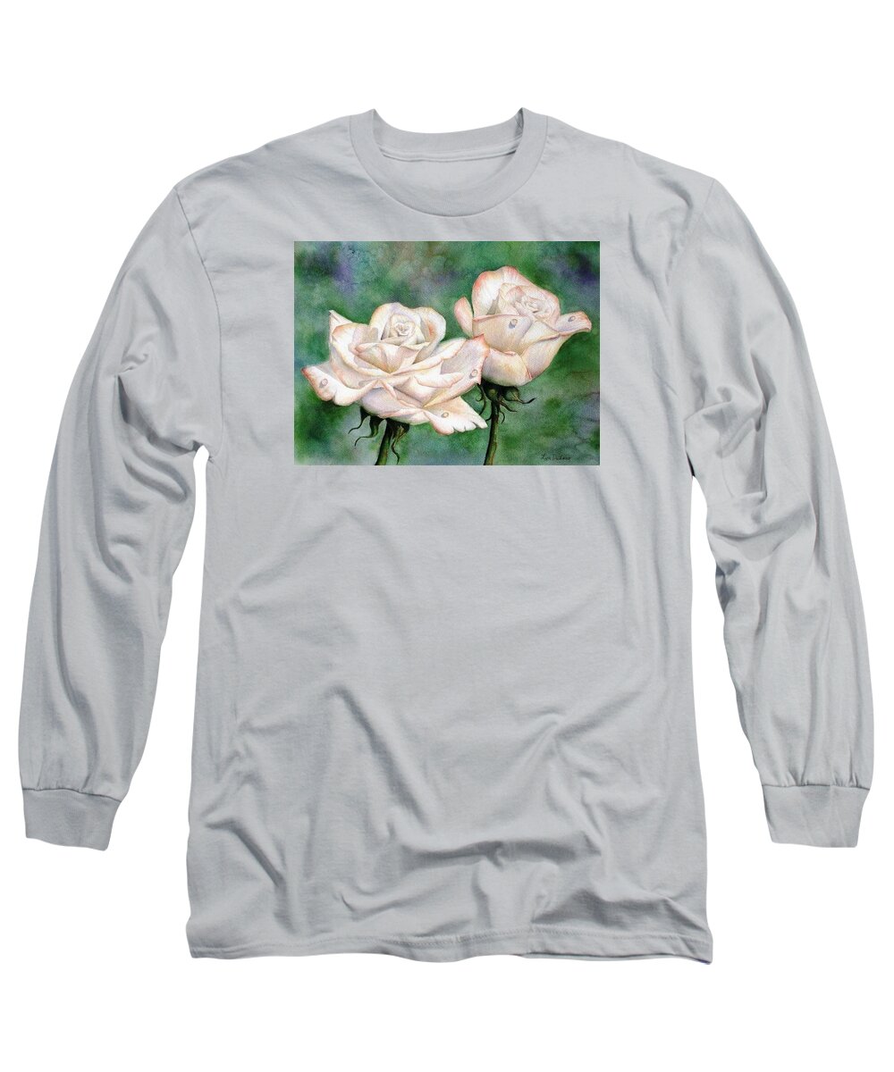 Flowers Long Sleeve T-Shirt featuring the painting Double Roses by Lyn DeLano