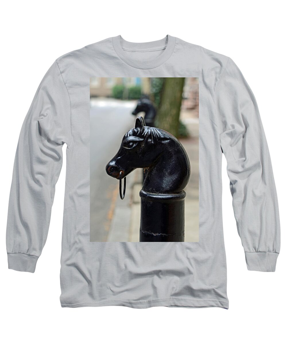 City Scenes Long Sleeve T-Shirt featuring the photograph Horses on Delancey Street by Lisa Phillips