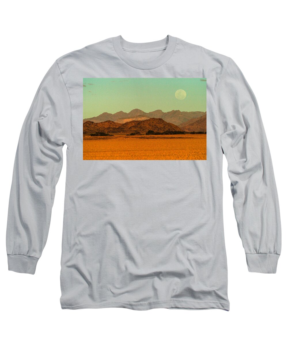 Africa Long Sleeve T-Shirt featuring the photograph Moonrise moment by Alistair Lyne
