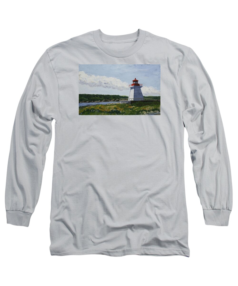 Painting Long Sleeve T-Shirt featuring the painting Neil's Harbor Light by Alan Mager