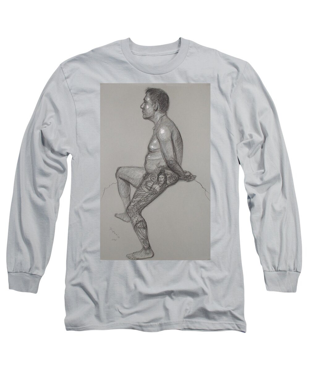 Realism Long Sleeve T-Shirt featuring the drawing Nick #1 by Donelli DiMaria