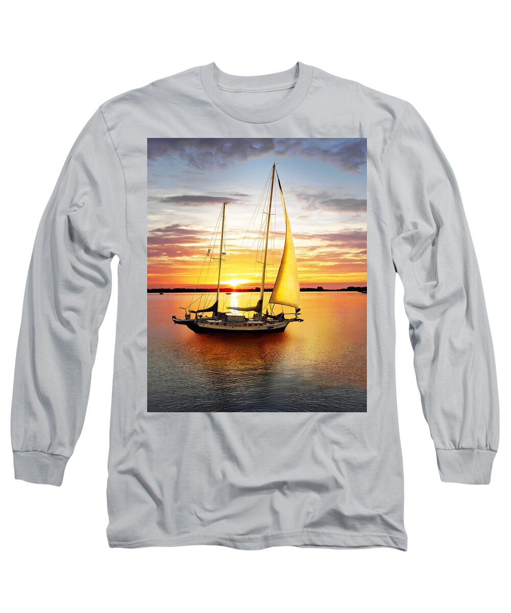 Sun Long Sleeve T-Shirt featuring the photograph Setting Sail by Frances Miller