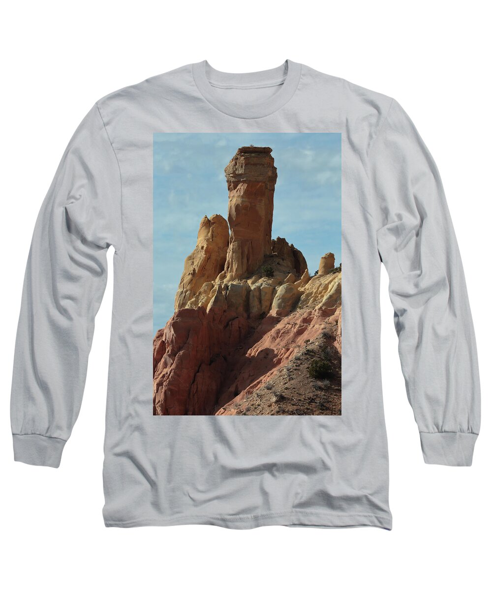 Ghost Ranch Long Sleeve T-Shirt featuring the photograph Chimney Rock #1 by David Diaz