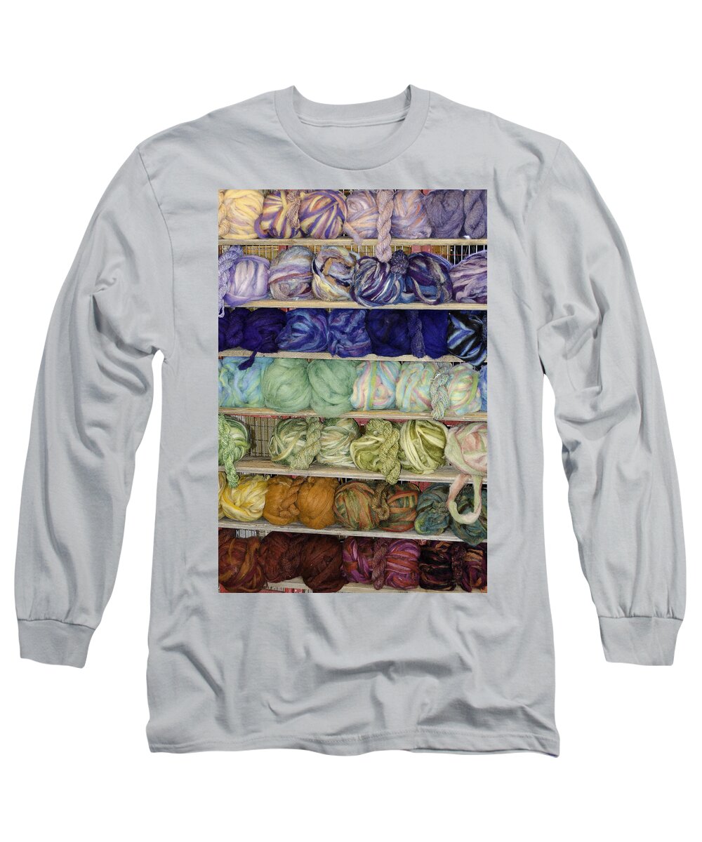 Dyed Long Sleeve T-Shirt featuring the photograph Dyed Balls of wool #1 by LeeAnn McLaneGoetz McLaneGoetzStudioLLCcom