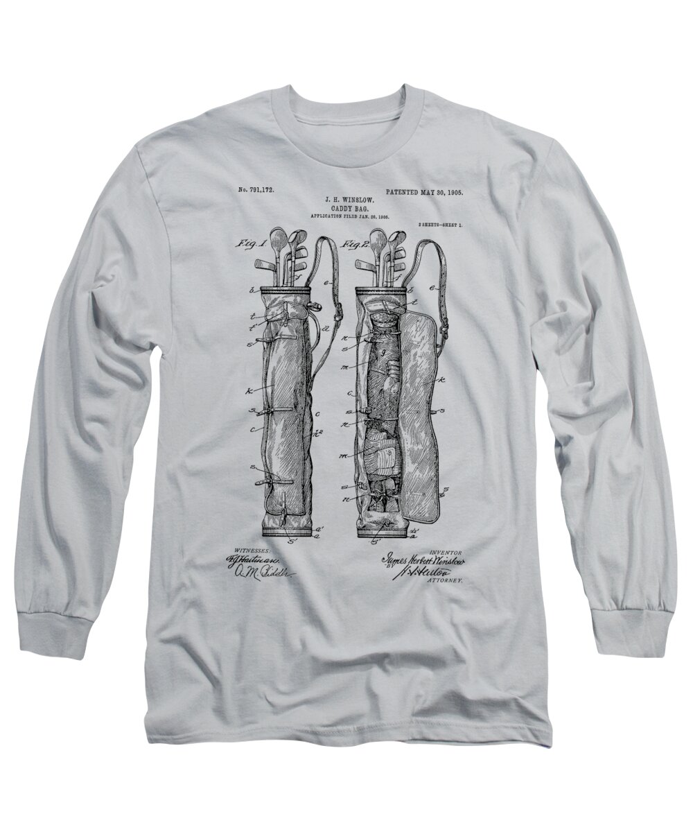 Golf Long Sleeve T-Shirt featuring the photograph Golf Bag Patent 1905 #2 by Chris Smith