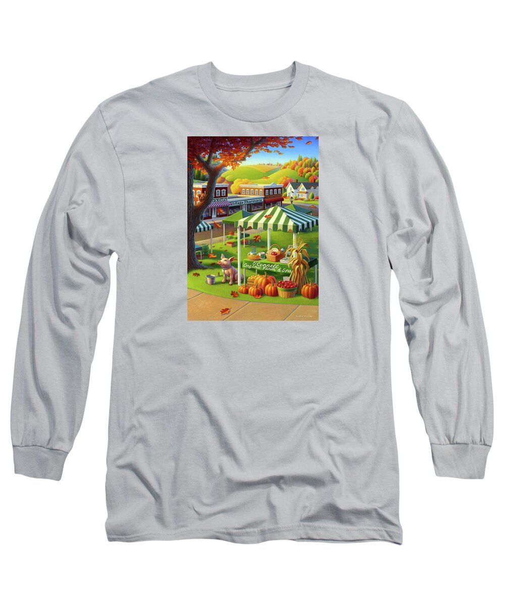 Farmer's Market Long Sleeve T-Shirt featuring the painting Green Living by Robin Moline