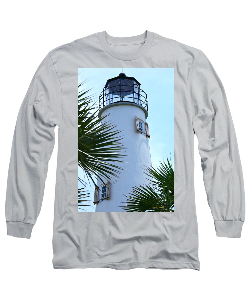 St. George Island Long Sleeve T-Shirt featuring the photograph St. George Island Lighthouse #1 by Theresa Cangelosi