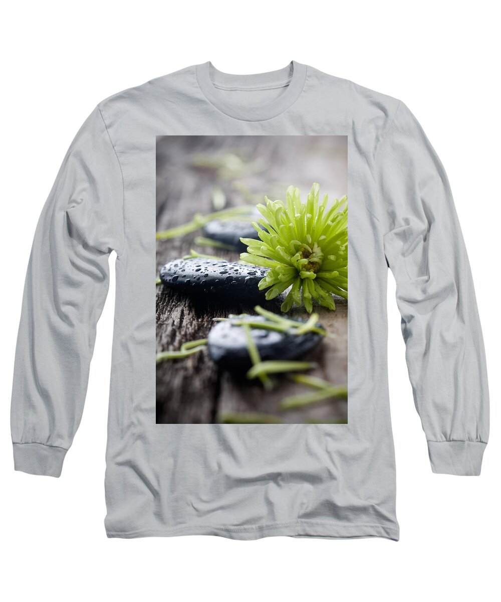 Alternative Long Sleeve T-Shirt featuring the photograph Stones with water drops #1 by Kati Finell