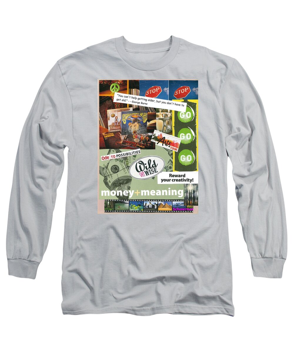 Collage Art Long Sleeve T-Shirt featuring the mixed media Stop and Go #1 by Susan Schanerman