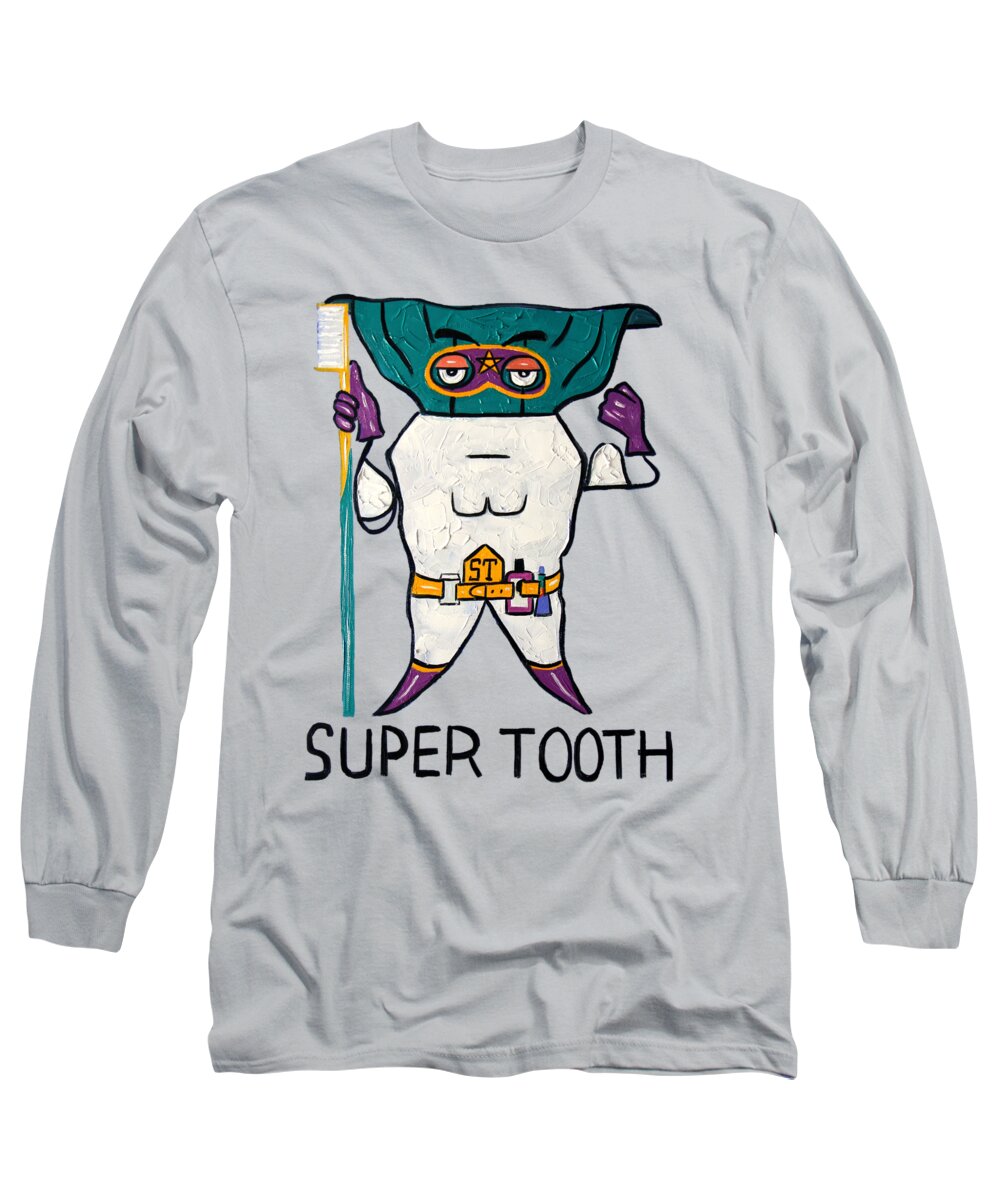 Super Tooth Long Sleeve T-Shirt featuring the painting Super Tooth by Anthony Falbo