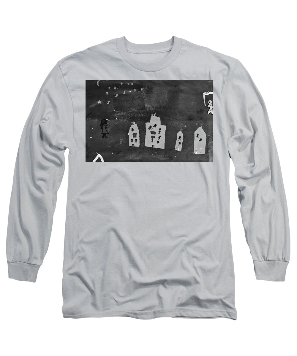  Long Sleeve T-Shirt featuring the painting The Big City by Abigail White