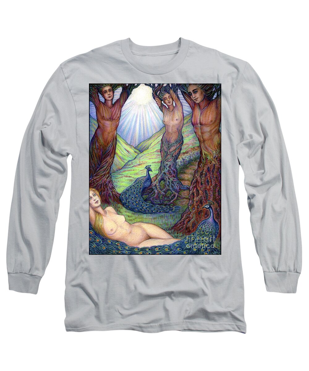 Figurative Long Sleeve T-Shirt featuring the drawing The Reunion by Debra Hitchcock