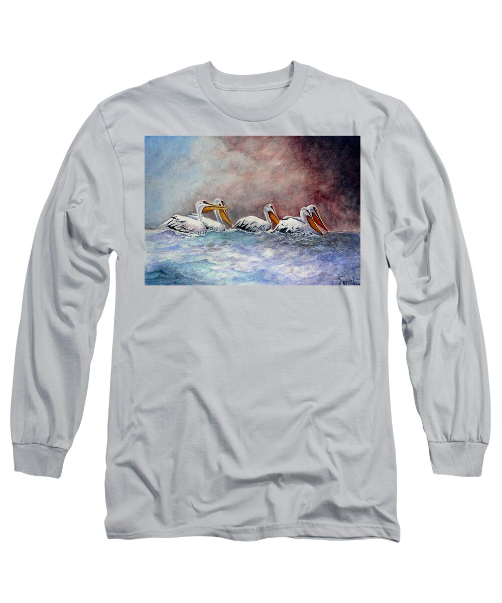 Art Long Sleeve T-Shirt featuring the painting Waiting out the Storm #1 by Jimmy Smith