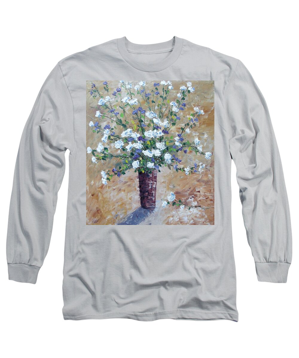 Provence Long Sleeve T-Shirt featuring the painting White Roses #1 by Frederic Payet