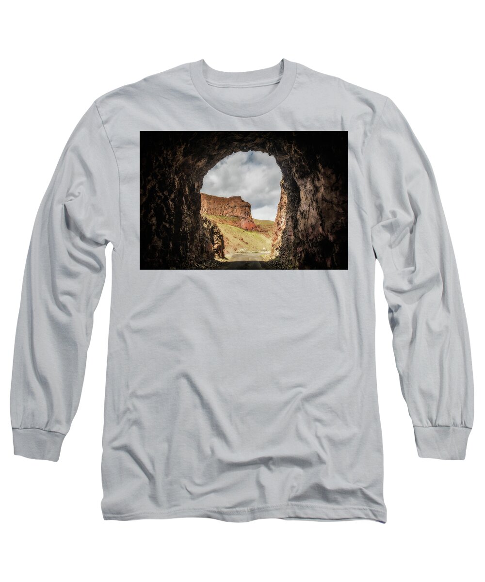 Oregon Long Sleeve T-Shirt featuring the photograph 10888 Lake Owyhee Road Tunnel by Pamela Williams