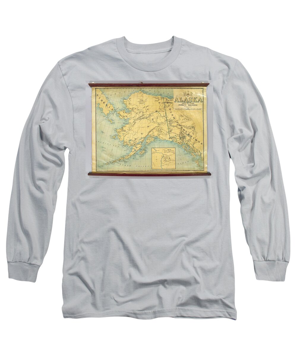 Map Long Sleeve T-Shirt featuring the digital art Map #11 by Super Lovely