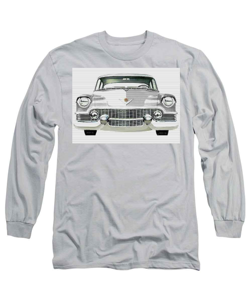 1954 Long Sleeve T-Shirt featuring the mixed media 1954 Cadillac White by Charlie Ross