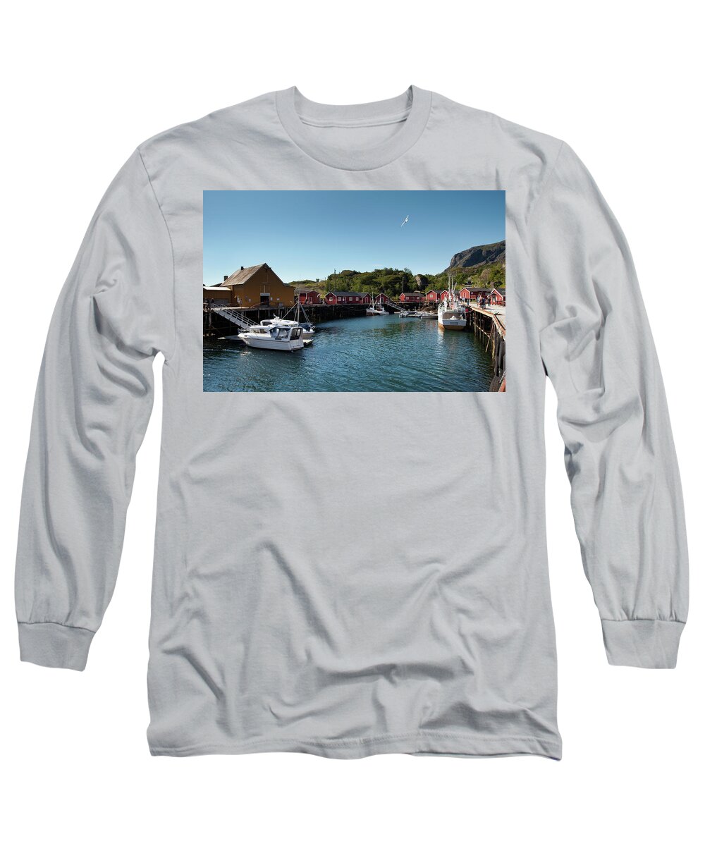 Nusfjord Long Sleeve T-Shirt featuring the photograph Nusfjord Fishing Village #3 by Aivar Mikko