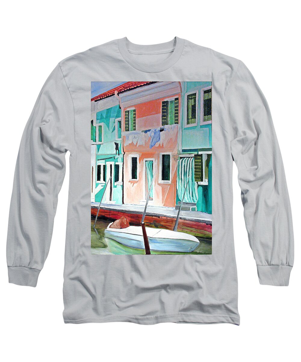Italy Long Sleeve T-Shirt featuring the painting A Day In Burrano by Patricia Arroyo