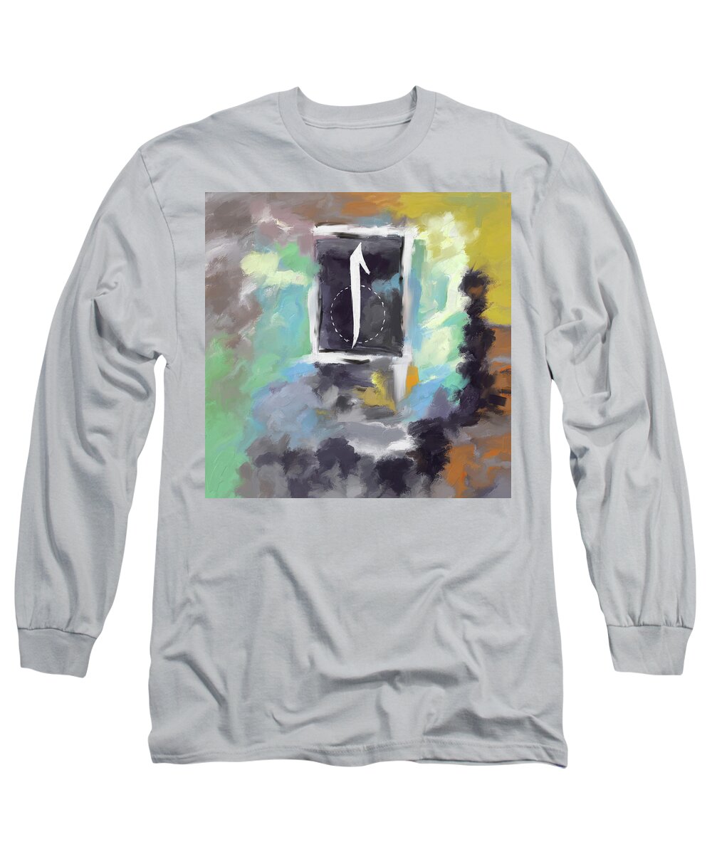 Calligraphy Long Sleeve T-Shirt featuring the painting Abstract Calligraphy 29 328 2 by Mawra Tahreem