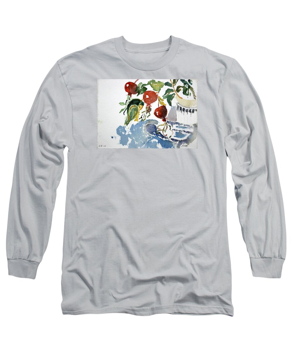  Long Sleeve T-Shirt featuring the painting Abstract Vegetables 2 by Kathleen Barnes