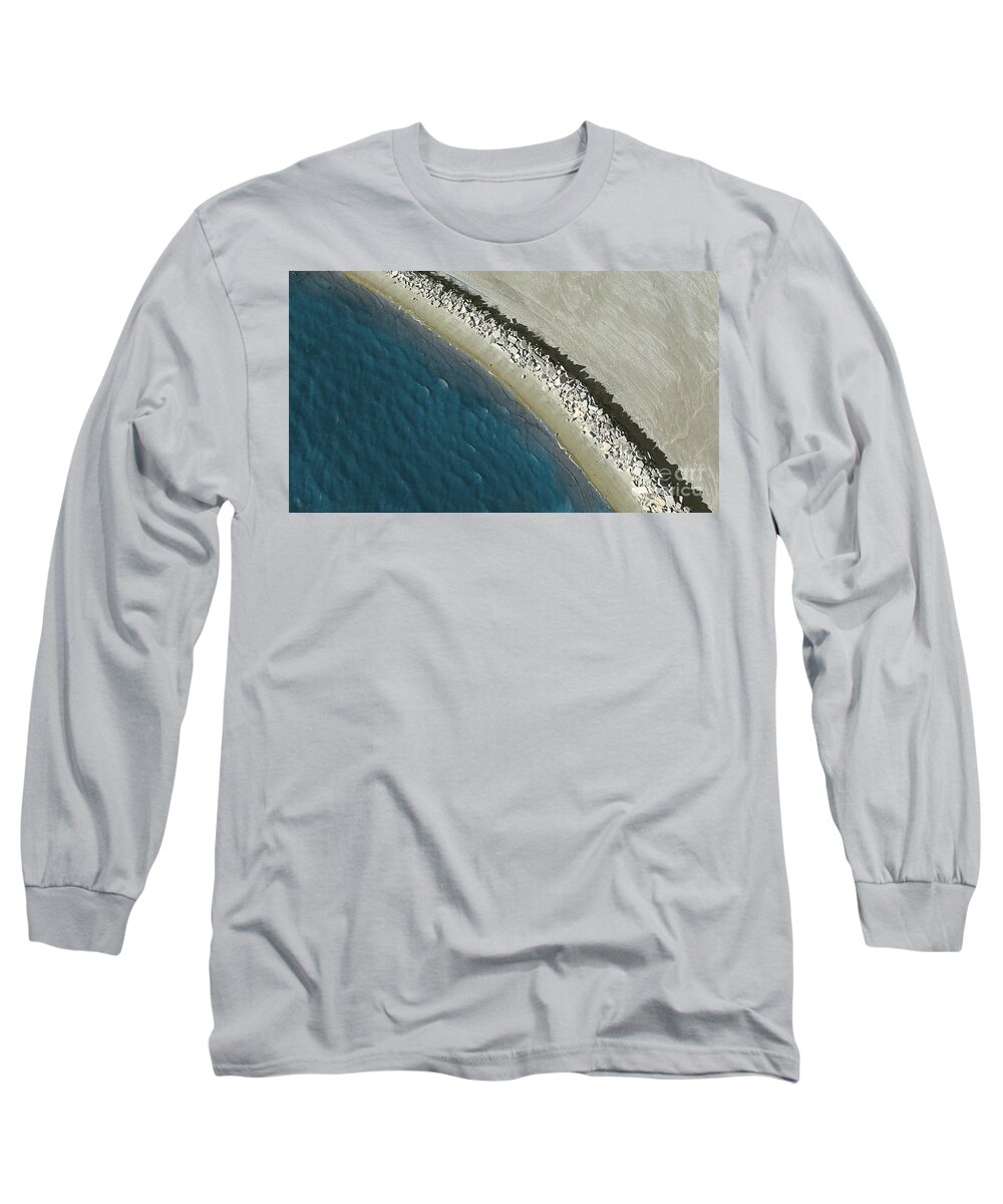 Shore Long Sleeve T-Shirt featuring the photograph Aerial Shoreline Abstract by Kimberly Blom-Roemer